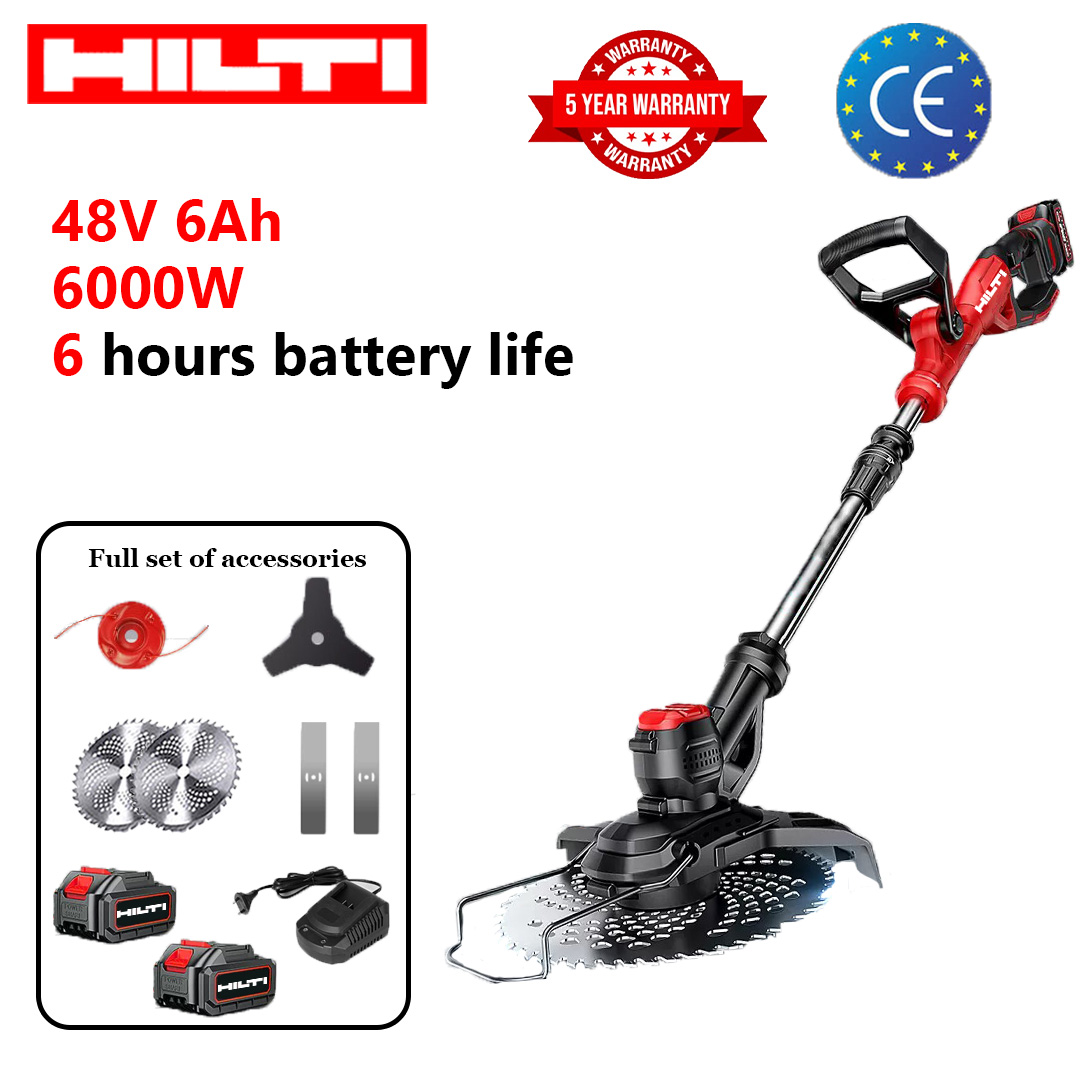 Versiune de bază: putere 6000W, 6 ore de viață a bateriei, (cadou: baterie litiu 48V 6Ah * 2 + lamă de ferăstrău din aliaj * 2 + lamă triunghiulară * 1 + lamă dreaptă * 2 + cap de tăiere din aliaj * 1 + încărcător rapid * 1)